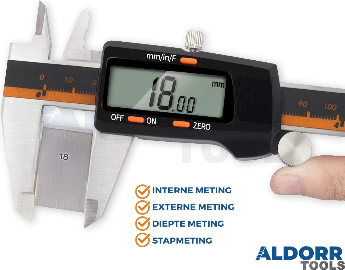 ALDORR Tools - Professionele Digitale Schuifmaat - RVS - Incl. 2 Reservebatterijen - 150mm 5 ALDORR Tools - Professionele Digitale Schuifmaat - RVS - Incl. 2 Reservebatterijen - 150mm - Afbeelding 3
