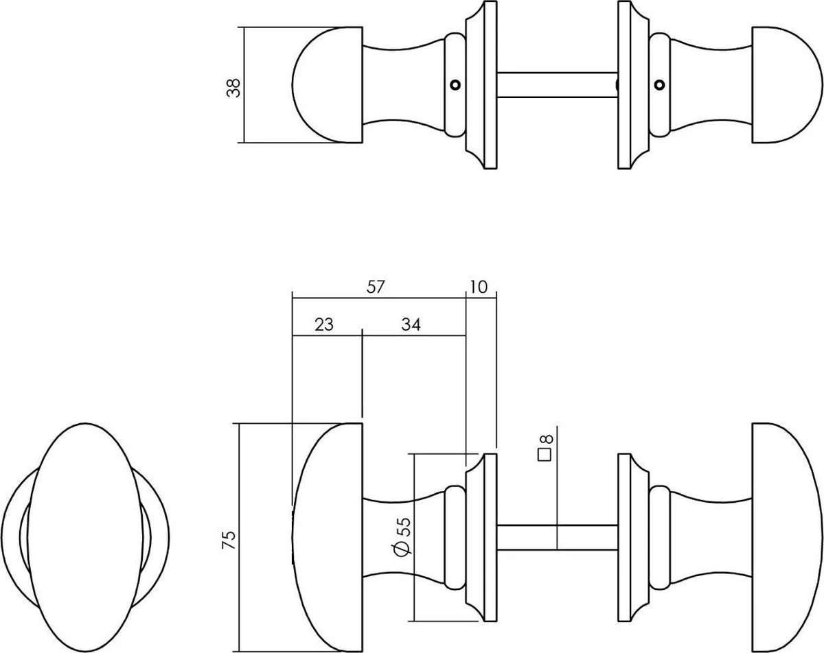 Intersteel Knopkruk Ovaal Met Rozet Zwart 5 Intersteel Knopkruk Ovaal Met Rozet Zwart - Afbeelding 3