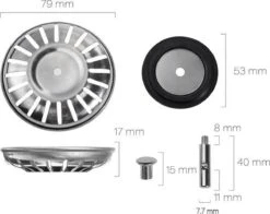 Luxe Afvoerzeef RVS 79 Mm - Afvoerstop - Korfplug - Gootsteenstop - Gootsteenzeef