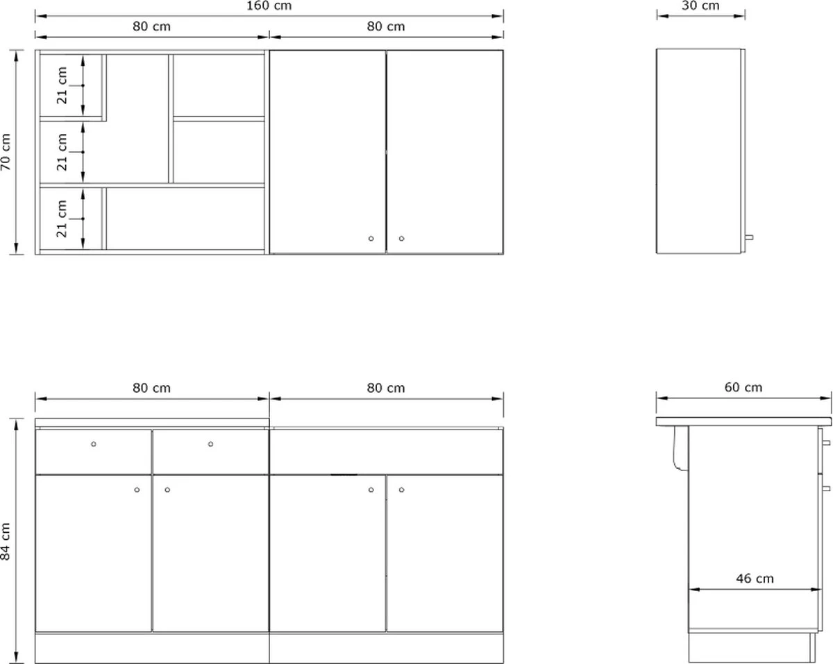 Kleine Keuken 160 Cm – Moderne Witte Keuken – Keukenblok Met Spoelbak & Sifon – Keuken Klein – Mini Keuken – Perfecthomeshop 12 Kleine Keuken 160 Cm – Moderne Witte Keuken – Keukenblok Met Spoelbak & Sifon – Keuken Klein – Mini Keuken – Perfecthomeshop - Afbeelding 10