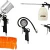 Wolpertech Compressor Accessoires 5 Stuks - Pneumatische Bandenpomp / Bandenvulpomp / Bandenvulpistool - Luchtdrukpistool / Blaaspistool - Verfspuit Bovenbeker - Vloeistofspuit - Spiraalslang 5 Meter -WerkPro Verkoopwinkel 1200x959 2