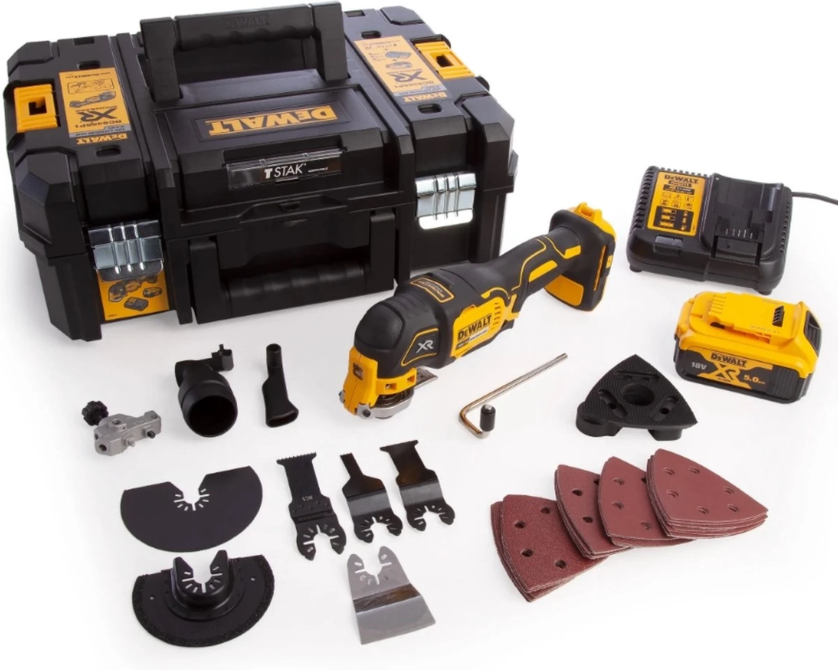 DeWalt DCS355P1 18V Li-Ion Oscillerende Multitool Set | 5.0Ah Li-ion - Geleverd Met 1x Accu 3 DeWalt DCS355P1 18V Li-Ion Oscillerende Multitool Set | 5.0Ah Li-ion - Geleverd Met 1x Accu