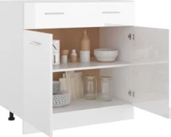 Decoways - Onderkast Met Lade 80x46x81,5 Cm Spaanplaat Hoogglans Wit 18 Decoways - Onderkast Met Lade 80x46x81,5 Cm Spaanplaat Hoogglans Wit -WerkPro Verkoopwinkel 1200x960 6