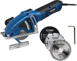 Hyundai Mini Cirkelzaag 600W - Handcirkelzaag Ø85mm - Afkortzaag - Invalzaag - Met Geleiderail - Incl. 3x Zaagblad