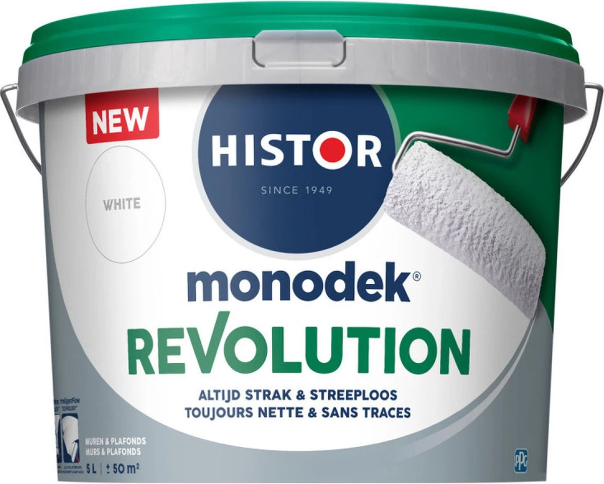 Histor Monodek Revolution Muurverf | 10 Liter | RAL 9010 4 Histor Monodek Revolution Muurverf | 10 Liter | RAL 9010 - Afbeelding 2