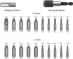 Novalits - Professionele Bit- & Borensets - Schroefverwijderset - 22-delig - HSS Materiaal - Schroefverwijderaar - Uitboorset - Borenset - Schroefbitset - Linkse Tap - Bitset - Metaalborenset - Draadtapset - Versleten Schroeven & Bouten Verwijderen -WerkPro Verkoopwinkel 1200x962