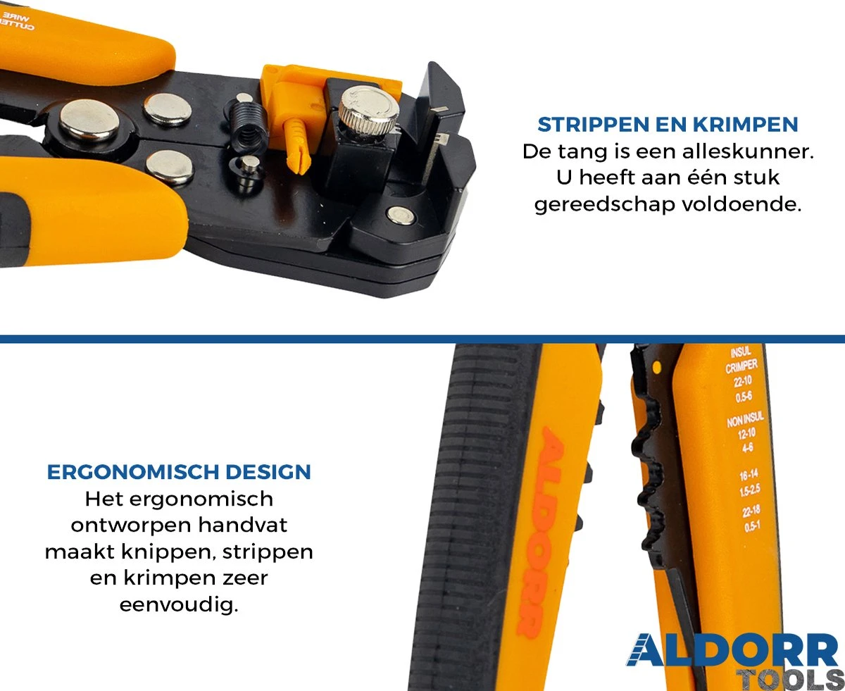 ALDORR Striptang Met 280-delig Accessoireset - 3 In 1 - Striptang - Krimptang - Isoleertang 4 ALDORR Striptang Met 280-delig Accessoireset - 3 In 1 - Striptang - Krimptang - Isoleertang - Afbeelding 2