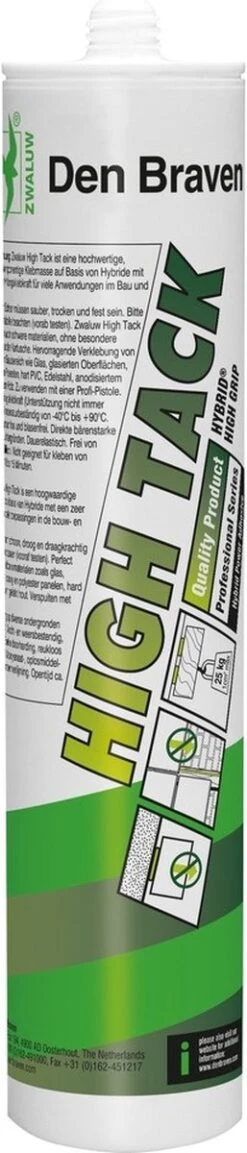 Zwaluw Den Braven High Tack Lijmkit - Wit - 290ml -WerkPro Verkoopwinkel 257x1200 2