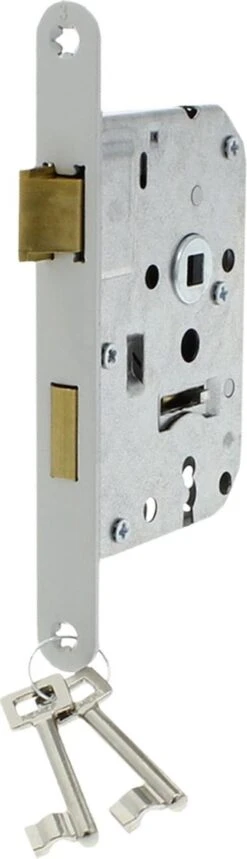 Starx Deurslot Binnendeur – Kamerdeurslot Met Voorplaat Wit Lak – Slot Met Sleutels – 50 X 56 Mm