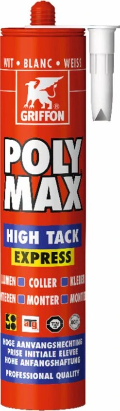Griffon 6303764 Poly Max High Tack Express Montagelijm - Koker - Wit - 435gr -WerkPro Verkoopwinkel 351x1200 3