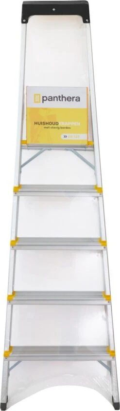 Panthera Huishoudtrap - Keukentrap 5 Treden - Aluminium - Max Werkhoogte: 2.96 Meter - Voor Particulier En Professioneel Gebruik -WerkPro Verkoopwinkel 352x1200