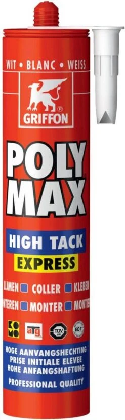 Griffon 6303764 Poly Max High Tack Express Montagelijm - Koker - Wit - 435gr -WerkPro Verkoopwinkel 357x1200 1