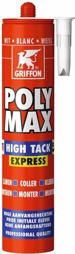 Griffon 6303764 Poly Max High Tack Express Montagelijm - Koker - Wit - 435gr -WerkPro Verkoopwinkel 358x1200 2