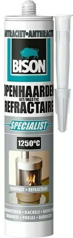 Bison Openhaardenkit - Afdichtingskit - Hittebestendig - Antraciet - 530 Gram