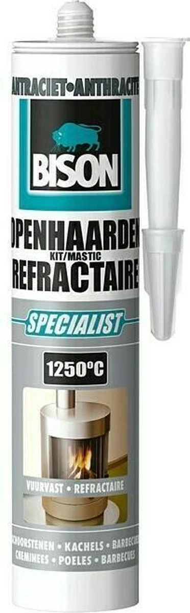 Bison Openhaardenkit - Afdichtingskit - Hittebestendig - Antraciet - 530 Gram 3 Bison Openhaardenkit - Afdichtingskit - Hittebestendig - Antraciet - 530 Gram