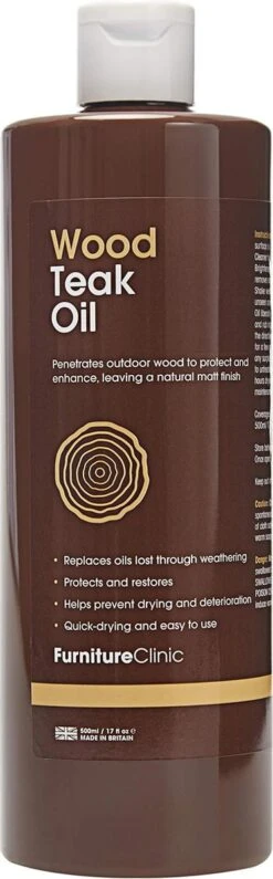 Teak Olie 500ml - Teak Hout Versterken & Beschermen - UV Bescherming - Teak Tuin Meubilair - Wood Teak Oil 500 Ml