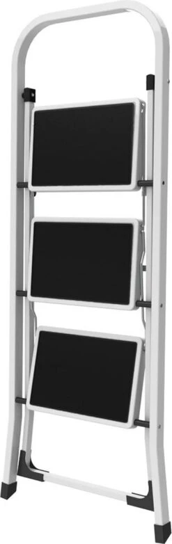 IVOL Huishoudtrap 3 Treden - Keukentrap Inklapbaar - Grijs - Antislip - Max. Hoogte 70.5 Cm -WerkPro Verkoopwinkel 379x1200