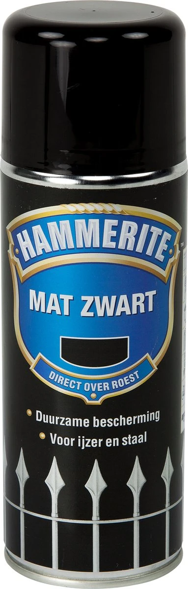Hammerite Metaallak - Mat - Zwart - 400 Ml 4 Hammerite Metaallak - Mat - Zwart - 400 Ml - Afbeelding 2