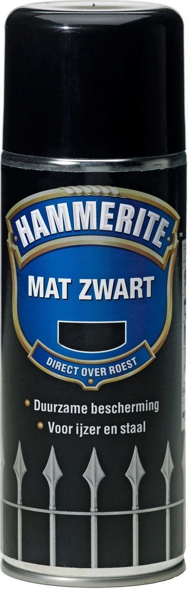 Hammerite Metaallak - Mat - Zwart - 400 Ml 3 Hammerite Metaallak - Mat - Zwart - 400 Ml