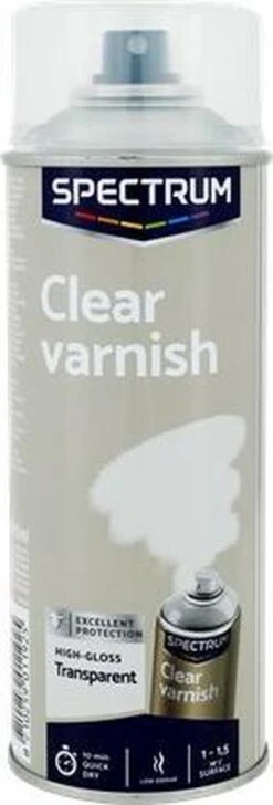 Spectrum Spuitverf | Spuitlak | Spuitbus | Blanke Lak| Vernis | Gloss /Sneldrogend | Transparant | Binnen & Buiten| 400ml