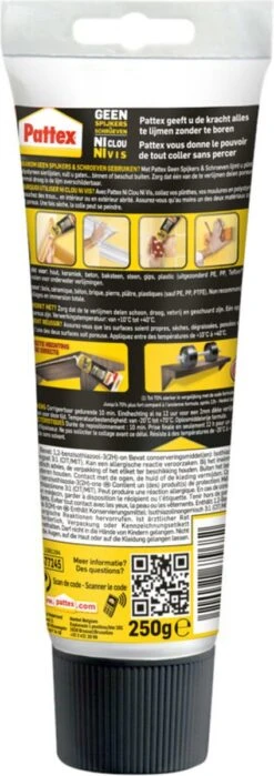 Pattex Geen Spijkers & Schroeven 250gram Montagekit Montagelijm - Geschikt Voor Binnen - Alle Materialen - Extreem Sterk - Montage Lijm - Montage Kit -WerkPro Verkoopwinkel 424x1200 2