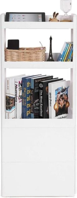 Songmics Smalle Opbergkast - 2 Korven En 2 Open Vakken - 17 Cm Breed - 106,5 Cm Hoog - Wit -WerkPro Verkoopwinkel 467x1200