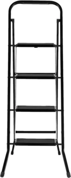 Kibani Keukentrapje - 4 Treden - Huishoudtrap - Keukentrap - Opstapje - Metaal - Opvouwbaar - Inklapbaar - Zwart - Antislip - Stevig -WerkPro Verkoopwinkel 479x1200 1