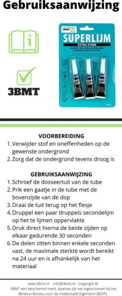 3BMT - 3 Tubes Secondelijm – Extra Sterke Rubberlijm, Metaal-, Glaslijm, Kunststof-, Houtlijm – Superlijm 3x3 Gram -WerkPro Verkoopwinkel 496x1200 6