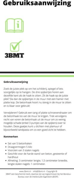 3BMT Betonhaken - Complete Set Van 20 Stuks - Stalen Nagels - Verschillende Soorten En Draagvermogens -WerkPro Verkoopwinkel 498x1200 1