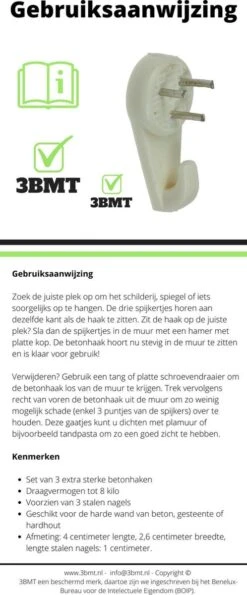 3BMT Betonhaken - Set Van 15 - Voor Schilderijen, Spiegels En Foto's -WerkPro Verkoopwinkel 498x1200 2