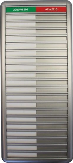 Aluminium Aanwezigheidsbord - Afwezigheidsbord Voor 20 Personen (incl. Bevestigingsmateriaal)