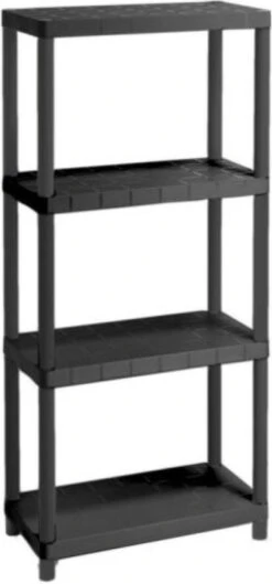 Opbergrek - Praktisch - 60 X 30 X 138 CM - Max. 125 Kg - 4 Planken - Zwart