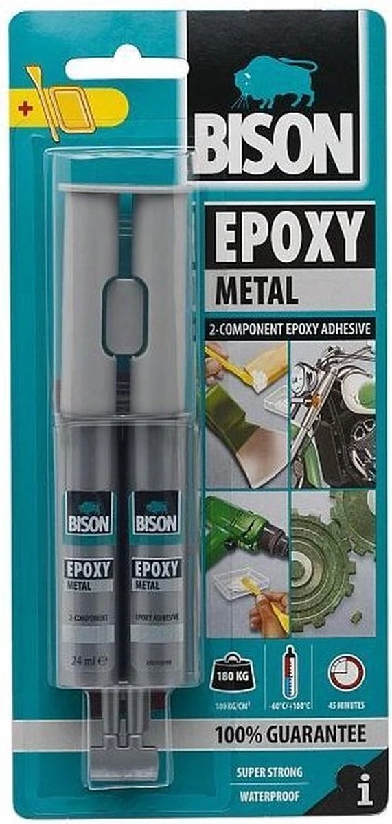 Bison - Epoxy Lijm Voor Metaal, Steen, Beton, Polyester Reparatieset - Vloeibaar Staal - 2 Componenten - Super Strong 4 Bison - Epoxy Lijm Voor Metaal, Steen, Beton, Polyester Reparatieset - Vloeibaar Staal - 2 Componenten - Super Strong - Afbeelding 2
