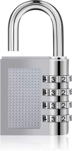 Igoods 4 Cijferig Kofferslot - Reisslot - Reis Cijferslot - Cijferhangslot - Hangslot - Bagageslot - Luggace Lock - 80 Mm - Zilver