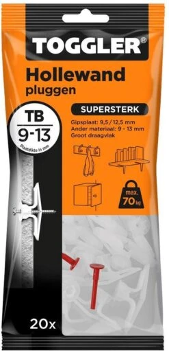 Toggler Hollewandplug TB 9-13 Mm - 20 Stuks