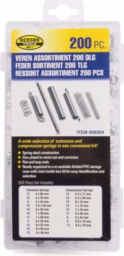 Benson Trekveer & Drukveer Veren Assortimentsdoos | Ø4-9,5 Mm | Lengte 10-79,5 Mm | 200 Stuks -WerkPro Verkoopwinkel 582x1200