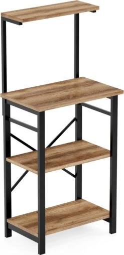 FurniChic, Keukenplank, Keukentrolley, Keukenkast, Bakkerij Plank, Magnetronplank, Kruidenrek, Voor Potten En Pannen, Industrieel Ontwerp, OAK(Sacramento EIK) - 60 X 40 X 128 Cm (l X B X H)