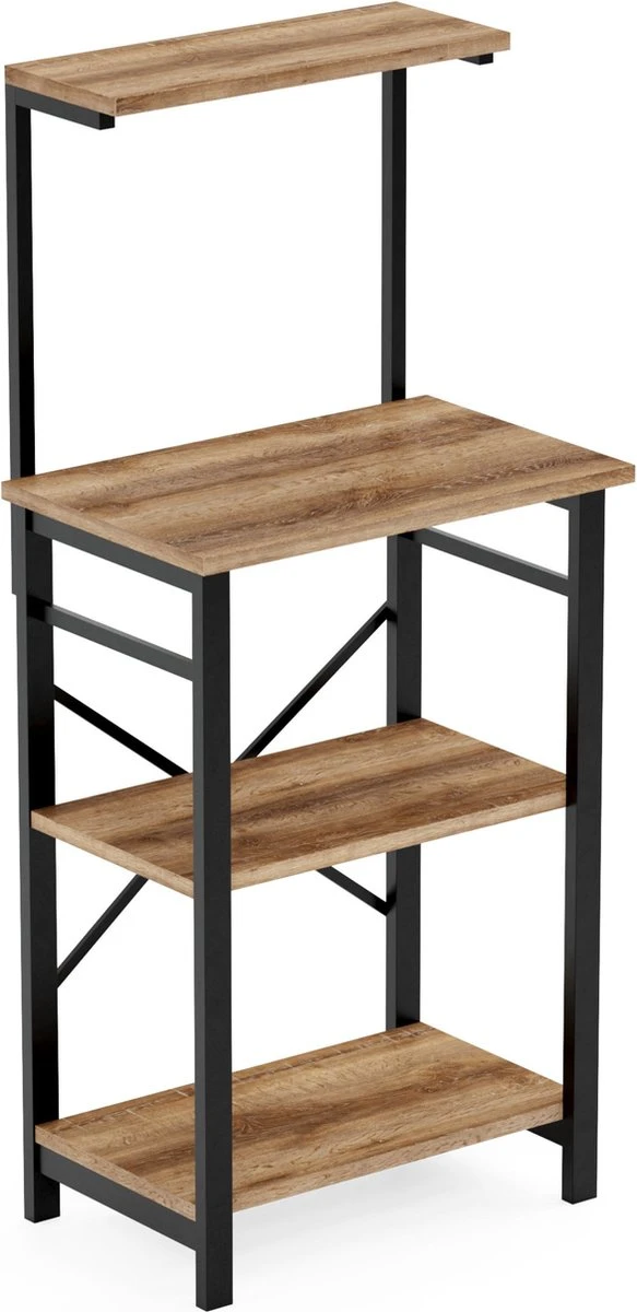 FurniChic, Keukenplank, Keukentrolley, Keukenkast, Bakkerij Plank, Magnetronplank, Kruidenrek, Voor Potten En Pannen, Industrieel Ontwerp, OAK(Sacramento EIK) - 60 X 40 X 128 Cm (l X B X H) 3 FurniChic, Keukenplank, Keukentrolley, Keukenkast, Bakkerij Plank, Magnetronplank, Kruidenrek, Voor Potten En Pannen, Industrieel Ontwerp, OAK(Sacramento EIK) - 60 X 40 X 128 Cm (l X B X H)