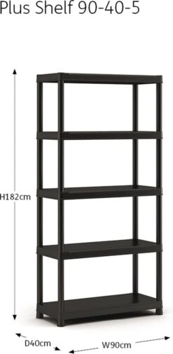 Keter Plus Shelf 90/5 - 5 Planken - 90x40x182cm - Zwart 17 Keter Plus Shelf 90/5 - 5 Planken - 90x40x182cm - Zwart -WerkPro Verkoopwinkel 586x1200 2