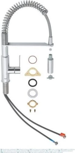 GROHE QuickFix Get 1-gats Keukenkraan Met Professionele Handdouche Chroom -WerkPro Verkoopwinkel 587x1200