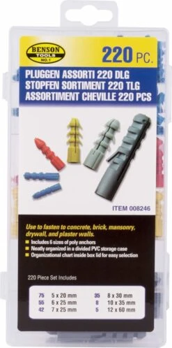 Benson Pluggen Set - Ø 5 T/m 12 Mm - Assortimentsbox - 220 Delig -WerkPro Verkoopwinkel 595x1200 2