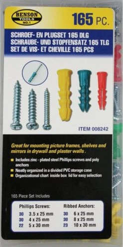 Benson Schroeven En Plugset - 165 Delig - Assortimentsdoos -WerkPro Verkoopwinkel 598x1200 2