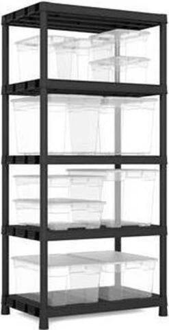 Keter Kunststof Opbergrek - Extra Diep - 400 Kg Draagkracht - 5 Planken - 60x90x187cm - Zwart -WerkPro Verkoopwinkel 616x1200 4