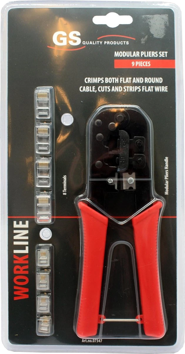 GS Krimptang Geïsoleerd - UTP Tang - Adereindhulstang - Perstang - Incl. 8 UTP-connectoren 6 GS Krimptang Geïsoleerd - UTP Tang - Adereindhulstang - Perstang - Incl. 8 UTP-connectoren - Afbeelding 4