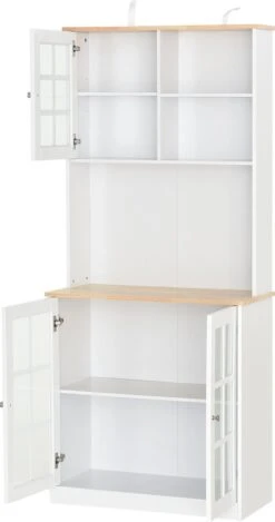 HOMCOM Keukenkast Met Werkblad, Servieskast, Vitrinekast, Glazen Deur, MDF, Wit 835-209V01 16 HOMCOM Keukenkast Met Werkblad, Servieskast, Vitrinekast, Glazen Deur, MDF, Wit 835-209V01 -WerkPro Verkoopwinkel 632x1200 1