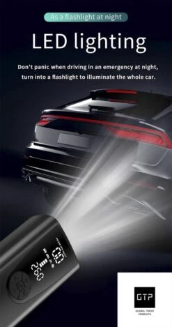 GTP Draagbare Luchtcompressor - Elektrische Bandenpomp - Luchtcompressor Oplaadbaar - Fiets Motor Auto En Ballen - Powerbank - Zaklamp -WerkPro Verkoopwinkel 632x1200