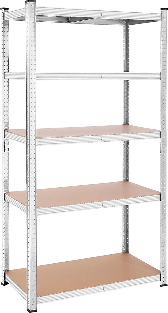 Hoppa! Legplank, Rek Voor Zwaar Gebruik, Kelderplank, 200 X 100 X 50 Cm, Belastbaar Tot 875 Kg, 5 Verstelbare Legplanken, Metalen Legplank, Legplank Zonder Bouten, Werkplaatplank, Zilver 3 Hoppa! Legplank, Rek Voor Zwaar Gebruik, Kelderplank, 200 X 100 X 50 Cm, Belastbaar Tot 875 Kg, 5 Verstelbare Legplanken, Metalen Legplank, Legplank Zonder Bouten, Werkplaatplank, Zilver