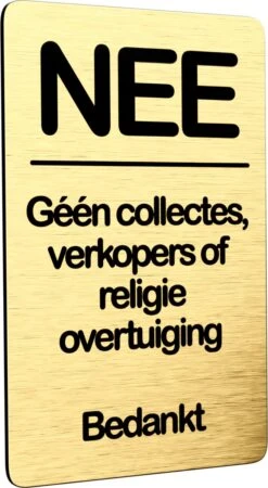 NEE Geen Collectes Verkopers Sticker - Nee Sticker - Goud - Vriendelijk - 8x5 Cm - Bel Niet Aan - Nee Nee Sticker Brievenbus - Colportage Sticker -WerkPro Verkoopwinkel 658x1200 3