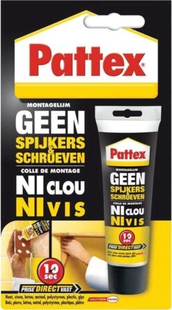 Pattex Geen Spijkers & Schroeven 50g Montagekit Montagelijm - Geschikt Voor Binnen - Alle Materialen - Extreem Sterk - Montage Lijm - Montage Kit