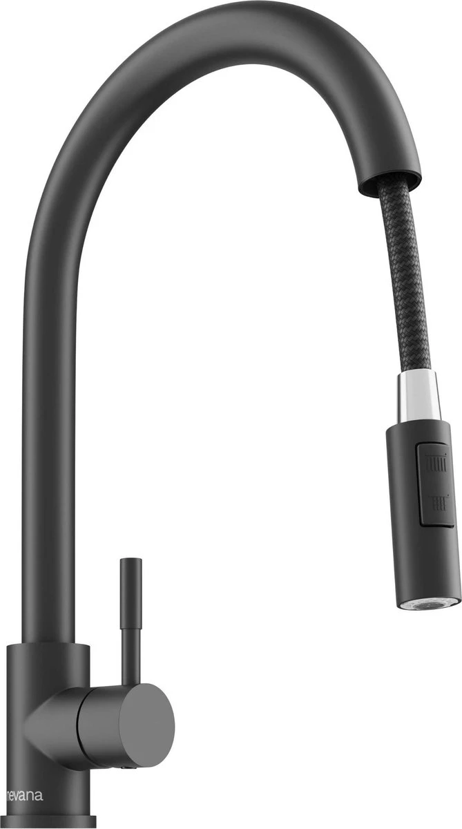 Keukenkraan Met Uittrekbare Uitloop - Handdouche - Uittrekbaar - Mengkraan - Zwart - RVS 3 Keukenkraan Met Uittrekbare Uitloop - Handdouche - Uittrekbaar - Mengkraan - Zwart - RVS